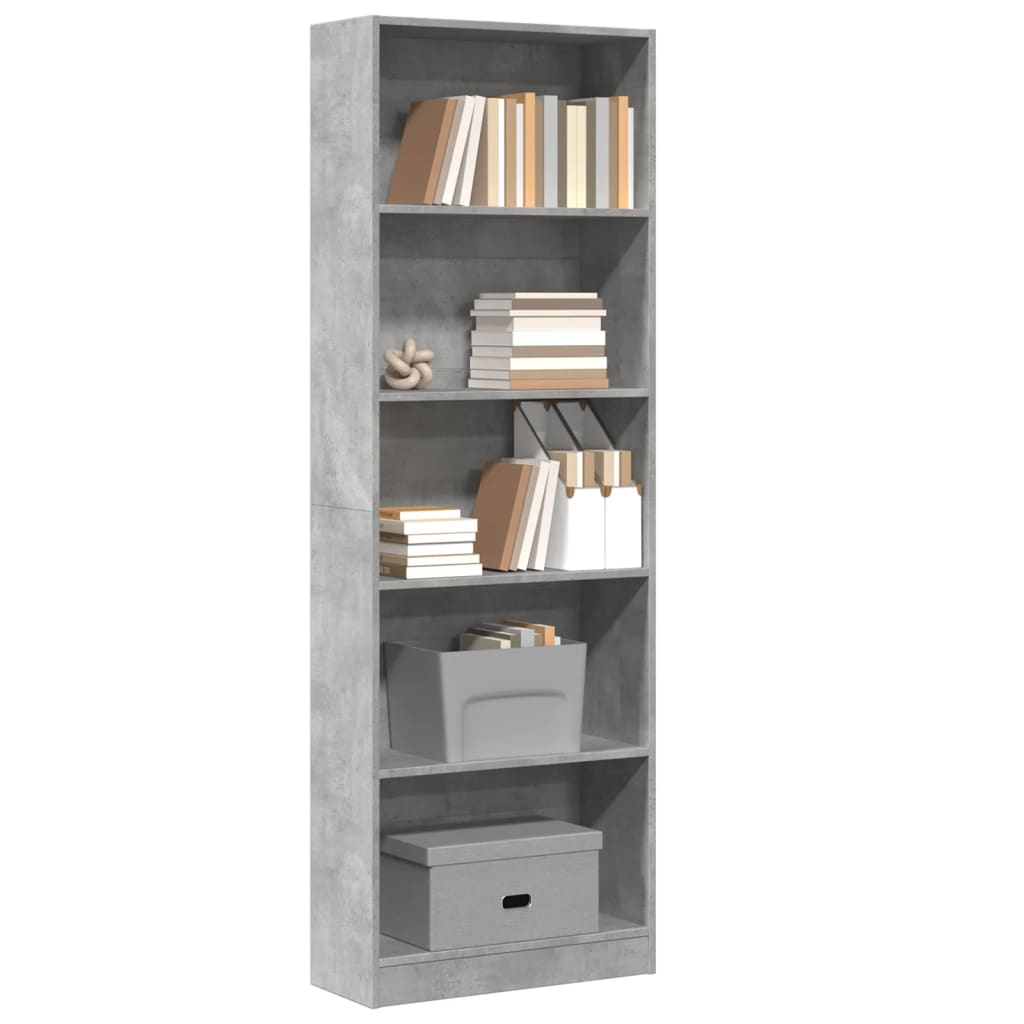 vidaXL Bookcase Concrete Grey 60x24x176 cm Engineered Wood