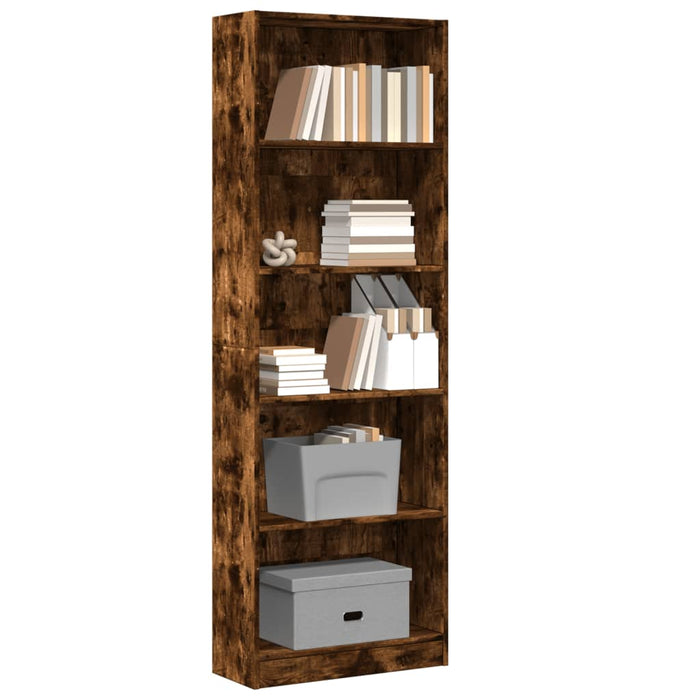 vidaXL Bookcase Smoked Oak 60x24x176 cm Engineered Wood