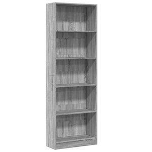 vidaXL Bookcase Grey Sonoma 60x24x176 cm Engineered Wood