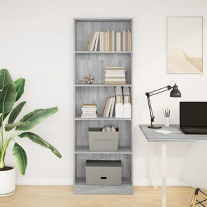 vidaXL Bookcase Grey Sonoma 60x24x176 cm Engineered Wood