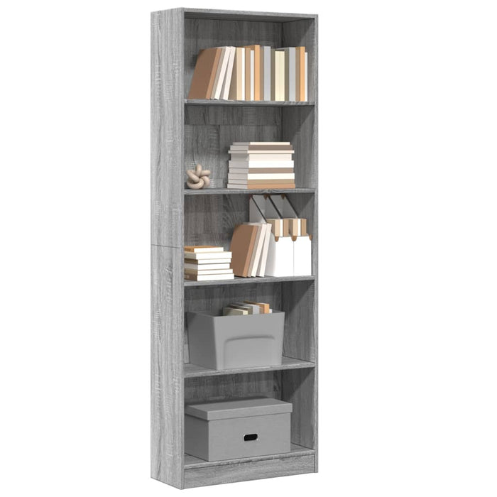 vidaXL Bookcase Grey Sonoma 60x24x176 cm Engineered Wood