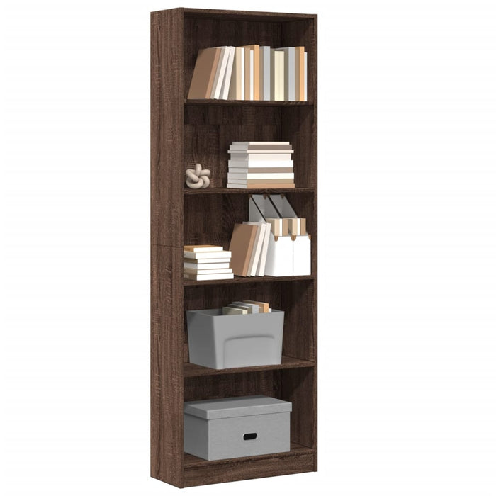 vidaXL Bookcase Brown Oak 60x24x176 cm Engineered Wood