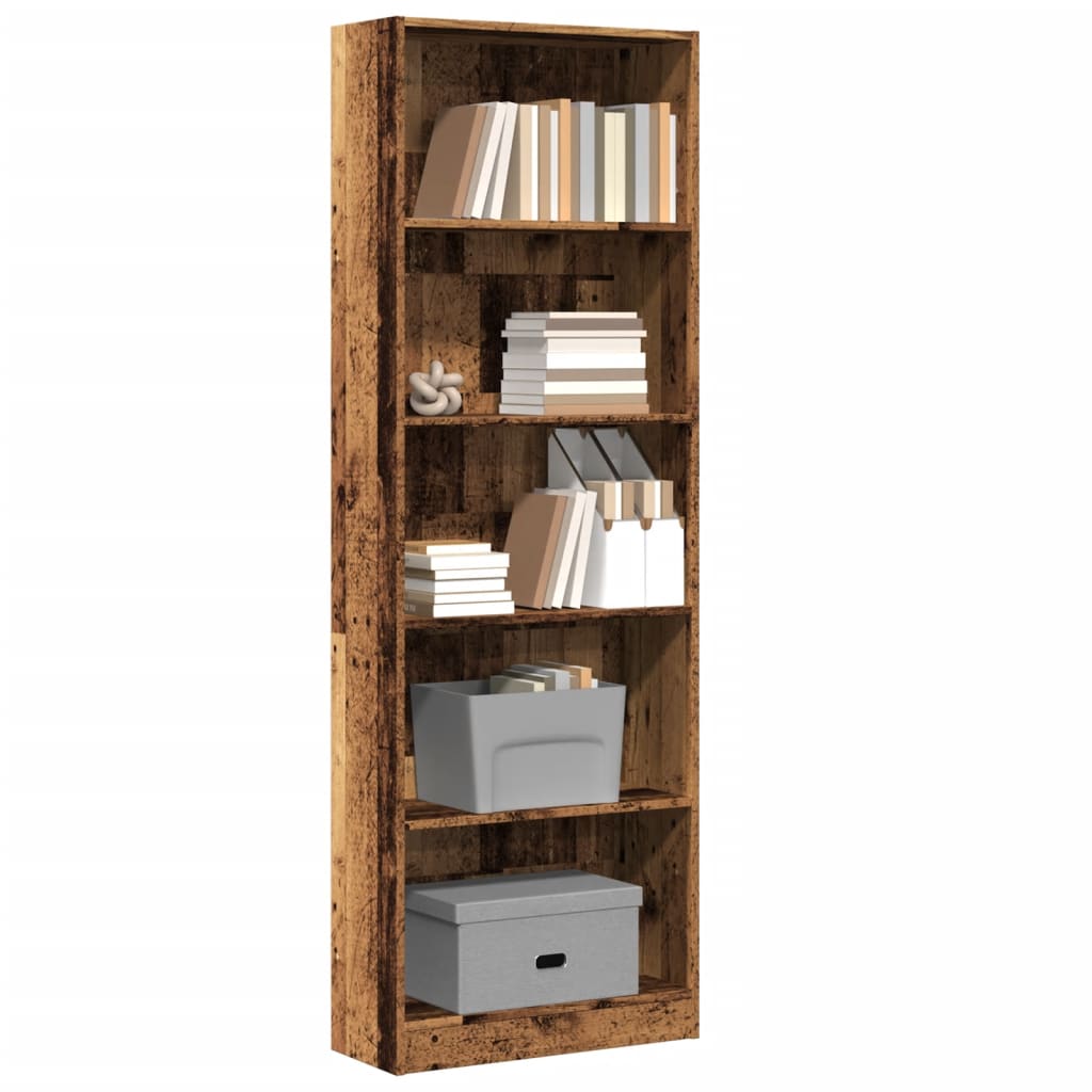 vidaXL Bookcase Old Wood 60x24x176 cm Engineered Wood