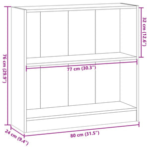 vidaXL Bookcase Smoked Oak 80x24x76 cm Engineered Wood