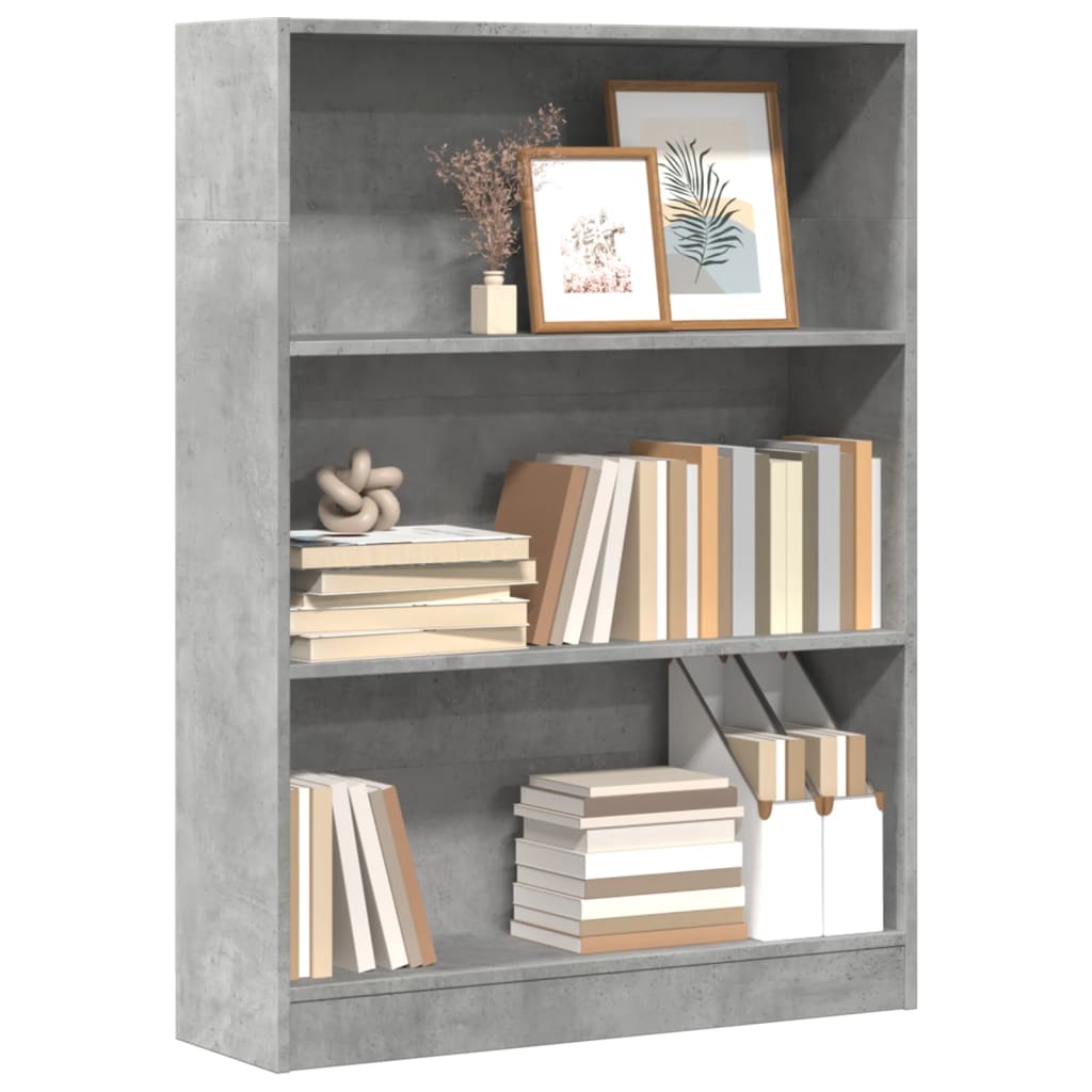 vidaXL Bookcase Concrete Grey 80x24x109 cm Engineered Wood