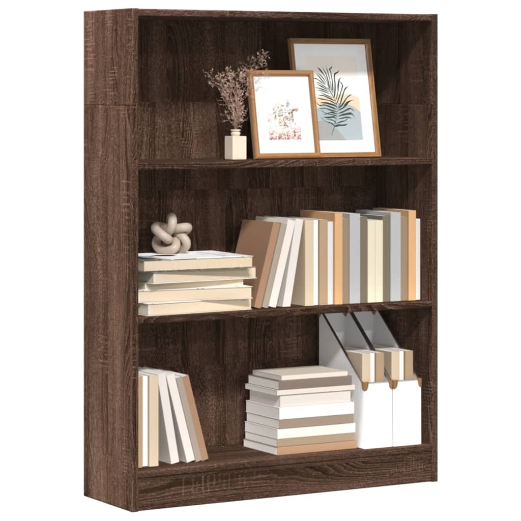 vidaXL Bookcase Brown Oak 80x24x109 cm Engineered Wood