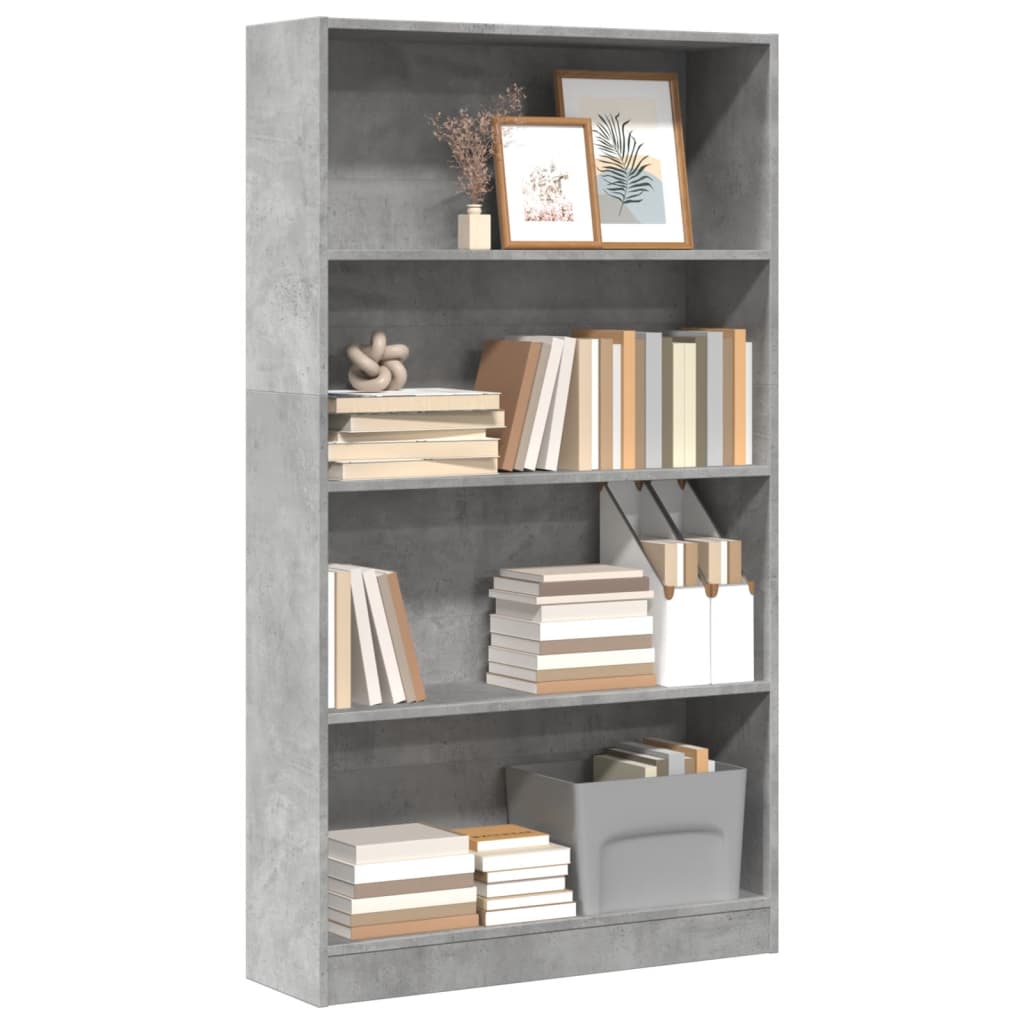 vidaXL Bookcase Concrete Grey 80x24x143 cm Engineered Wood