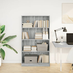 vidaXL Bookcase Grey Sonoma 80x24x143 cm Engineered Wood