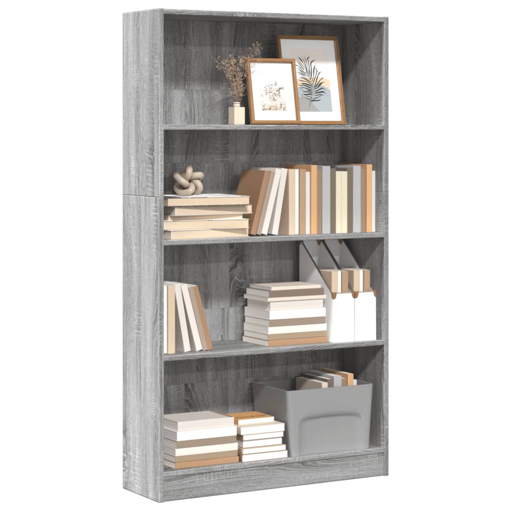 vidaXL Bookcase Grey Sonoma 80x24x143 cm Engineered Wood