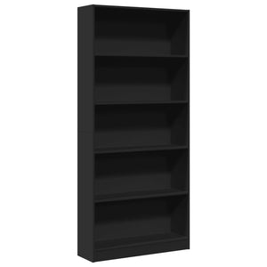 vidaXL Bookcase Black 80x24x176 cm Engineered Wood