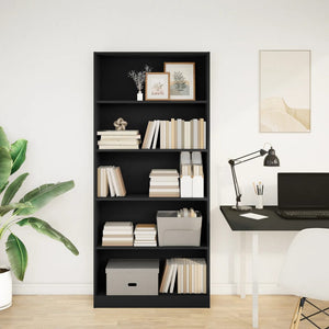 vidaXL Bookcase Black 80x24x176 cm Engineered Wood