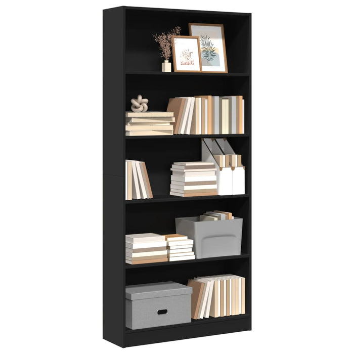 vidaXL Bookcase Black 80x24x176 cm Engineered Wood