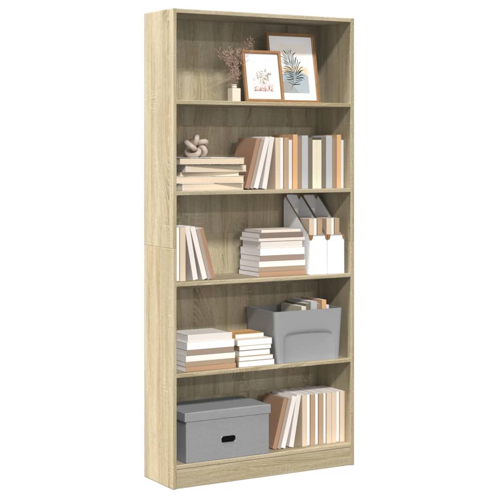 vidaXL Bookcase Sonoma Oak 80x24x176 cm Engineered Wood