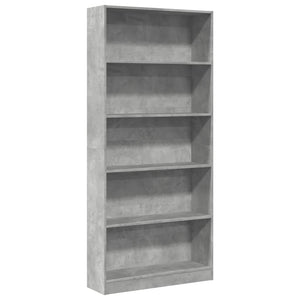 vidaXL Bookcase Concrete Grey 80x24x176 cm Engineered Wood