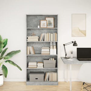 vidaXL Bookcase Concrete Grey 80x24x176 cm Engineered Wood