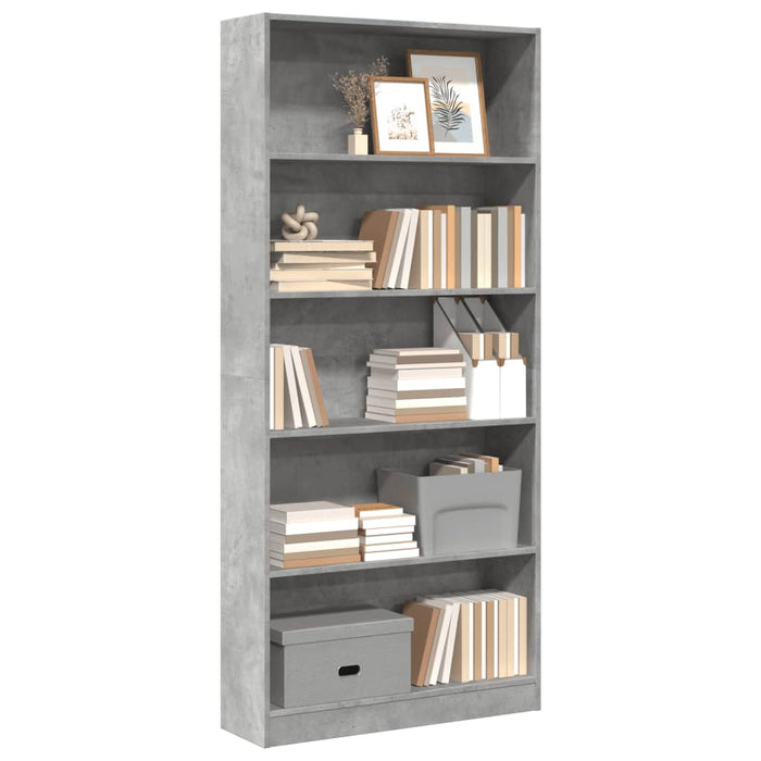 vidaXL Bookcase Concrete Grey 80x24x176 cm Engineered Wood