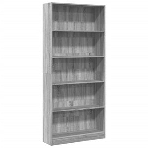 vidaXL Bookcase Grey Sonoma 80x24x176 cm Engineered Wood