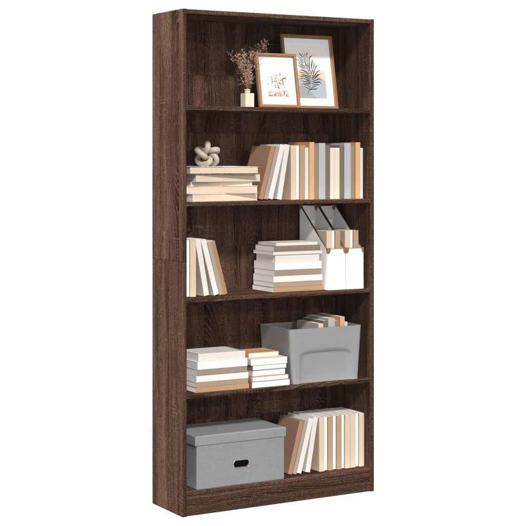 vidaXL Bookcase Brown Oak 80x24x176 cm Engineered Wood