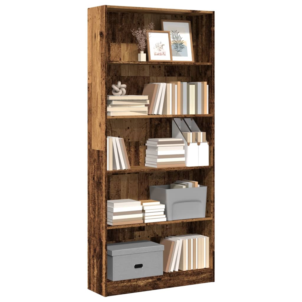 vidaXL Bookcase Old Wood 80x24x176 cm Engineered Wood