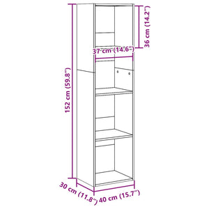 vidaXL Bookcase White 40x30x152 cm Engineered Wood