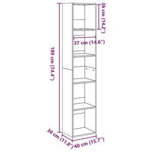 vidaXL Bookcase White 40x30x189 cm Engineered Wood