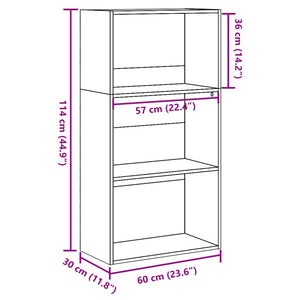 vidaXL Bookcase Black 60x30x114 cm Engineered Wood