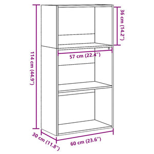 vidaXL Bookcase Sonoma Oak 60x30x114 cm Engineered Wood