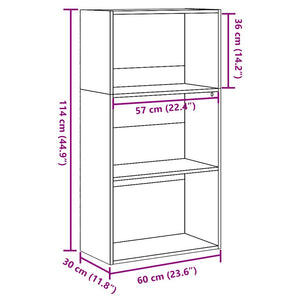 vidaXL Bookcase Concrete Grey 60x30x114 cm Engineered Wood