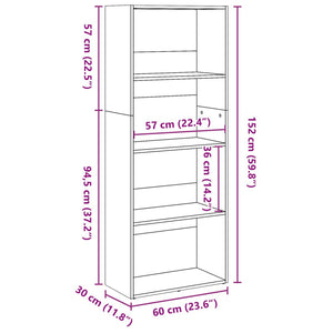 vidaXL Bookcase White 60x30x152 cm Engineered Wood