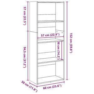 vidaXL Bookcase Sonoma Oak 60x30x152 cm Engineered Wood