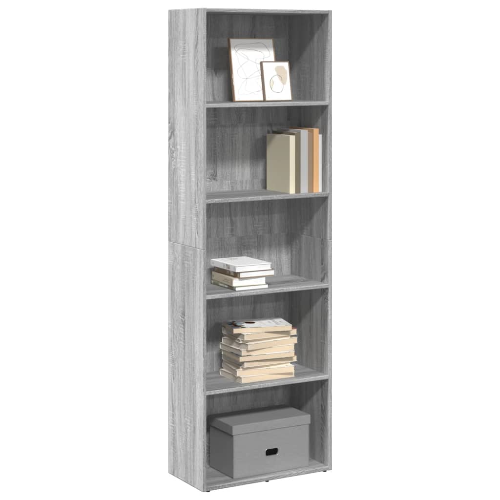 vidaXL Bookcase Grey Sonoma 60x30x189 cm Engineered Wood