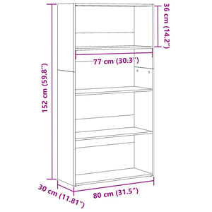 vidaXL Bookcase Black 80x30x152 cm Engineered Wood