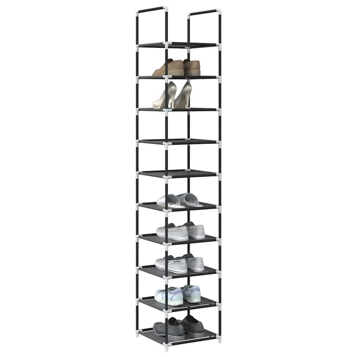 vidaXL Shoe Rack 10-Tier Black 33x33x174 cm Non-woven Fabric