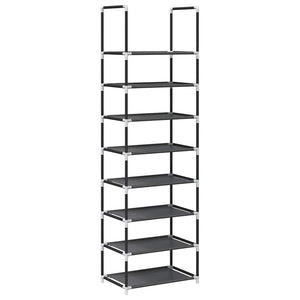 vidaXL Shoe Rack 8-Tier Black 44x28x145 cm Non-woven Fabric