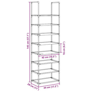 vidaXL Shoe Rack 8-Tier Black 44x28x145 cm Non-woven Fabric