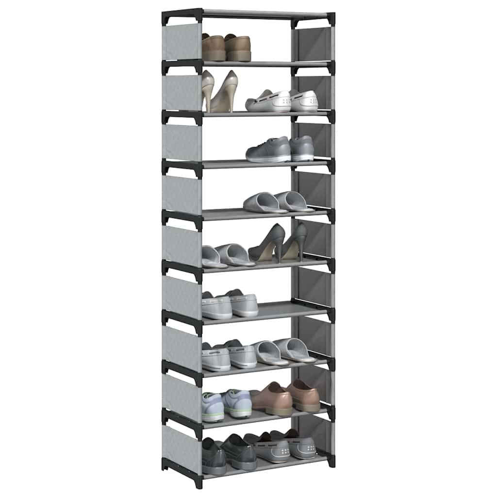 vidaXL Shoe Rack 10-Tier Grey 54x28x158 cm Non-woven Fabric