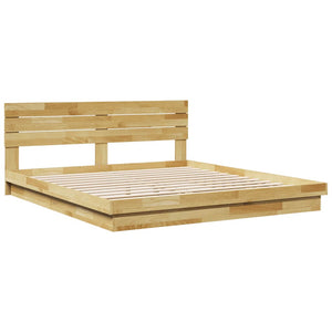 vidaXL Bed Frame with Headboard without Mattress 180x200 cm Super King Solid Wood Oak