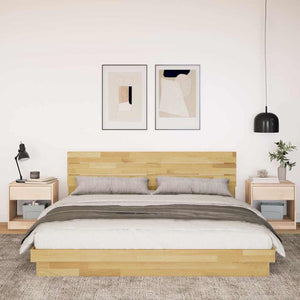 vidaXL Bed Frame with Headboard without Mattress 180x200 cm Super King Solid Wood Oak