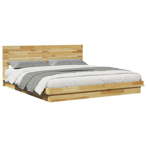 vidaXL Bed Frame with Headboard without Mattress 180x200 cm Super King Solid Wood Oak