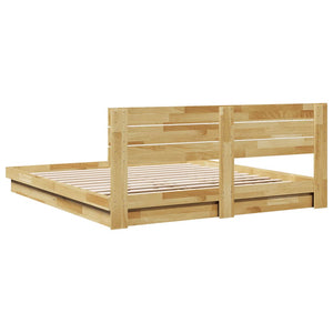 vidaXL Bed Frame with Headboard without Mattress 180x200 cm Super King Solid Wood Oak