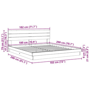 vidaXL Bed Frame with Headboard without Mattress 180x200 cm Super King Solid Wood Oak