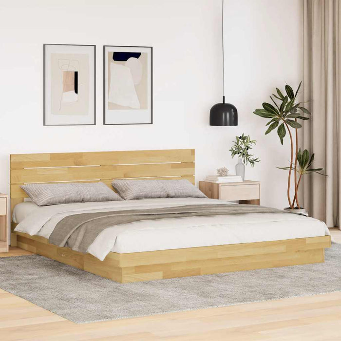 vidaXL Bed Frame with Headboard without Mattress 180x200 cm Super King Solid Wood Oak