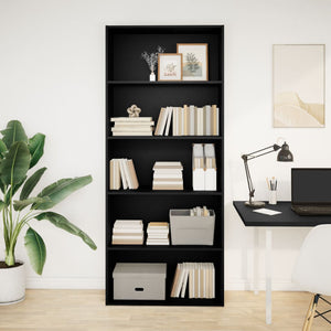 vidaXL Book Cabinet Black 80x30x189 cm Engineered Wood