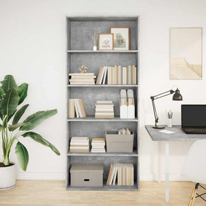 vidaXL Book Cabinet Concrete Grey 80x30x189 cm Engineered Wood