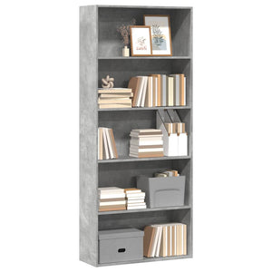 vidaXL Book Cabinet Concrete Grey 80x30x189 cm Engineered Wood