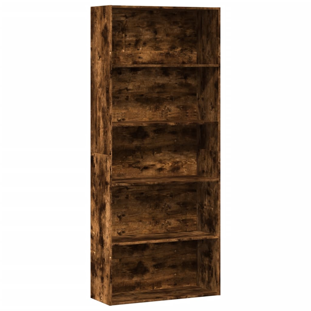 vidaXL Book Cabinet Smoked Oak 80x30x189 cm Engineered Wood