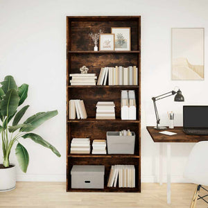 vidaXL Book Cabinet Smoked Oak 80x30x189 cm Engineered Wood