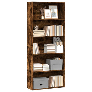 vidaXL Book Cabinet Smoked Oak 80x30x189 cm Engineered Wood