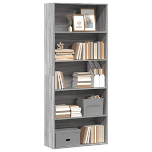 vidaXL Book Cabinet Grey Sonoma 80x30x189 cm Engineered Wood