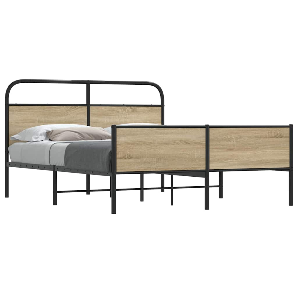 vidaXL Metal Bed Frame without Mattress Smoked Oak 180x200 cm Super King